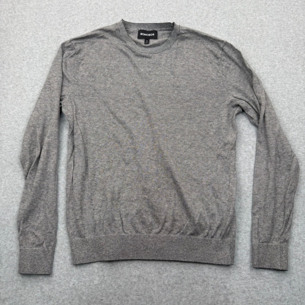 Bonobos Sweater Mens M Slim Minimalist Micro Stripe Crewneck Knit Layering